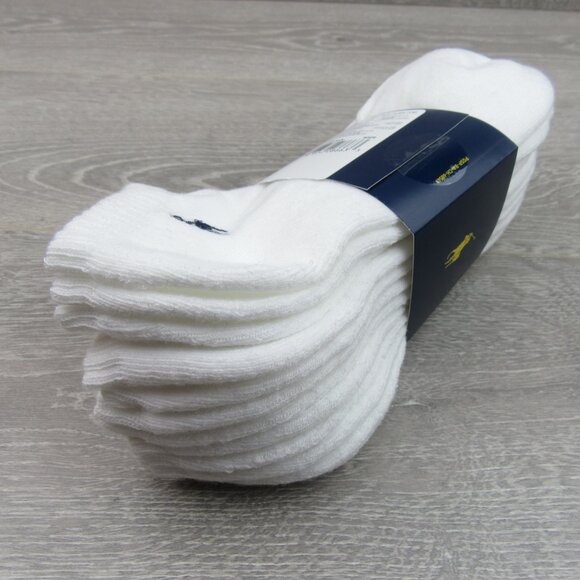 Polo Ralph Lauren Classic Sport Half Low Socks Mens Size 6-13 White (6-Pack) NEW - Picture 8 of 11